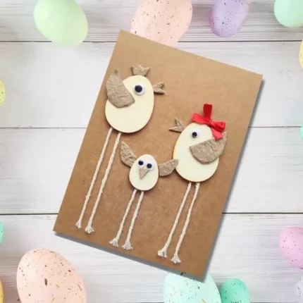 Handmade-Easter-card-with-adorable-chicks-family