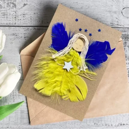 Handmade-card-for-her-with-yellow-feather-4