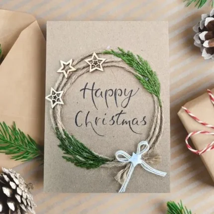 Handmade-christmas-card-with-festive-wreath-and-star-design