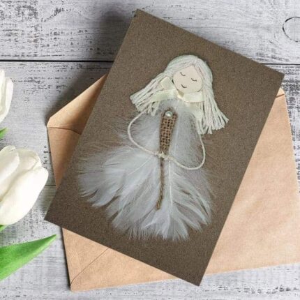 Handmade-card-for-her-with-white-feathers-1