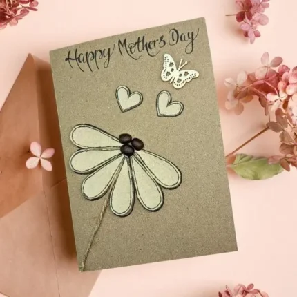 Handmade-mothers-day-card-with-flower-hearts-and-butterfly