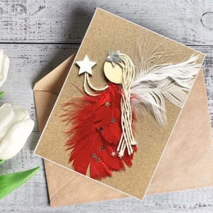 Handmade-card-for-her-with-red-feathers-5