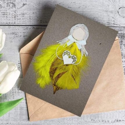 Handmade-card-for-her-with-yellow-feather-3