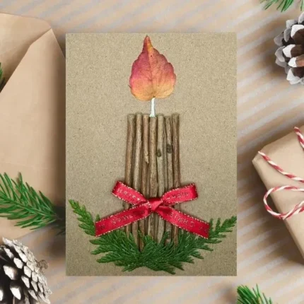 Handmade-Christmas-Card-With-Elegant-Candle-Ornament