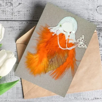 Handmade-card-for-her-with-orange-feather-3