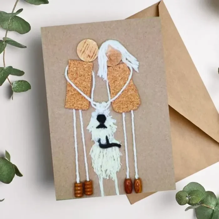 Special handmade anniversary card for couple and their dog