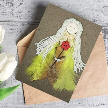 Handmade-card-for-her-with-yellow-feather-6