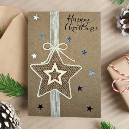 Handmade-Christmas-card-with-a-Jute-star