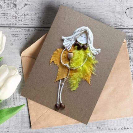 Handmade-card-for-her-with-yellow-feather-2