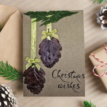 Handmade-Christmas-card-festive-charm-with-autumn-leaves